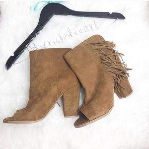 Brown Peep Toe Ankle Booties